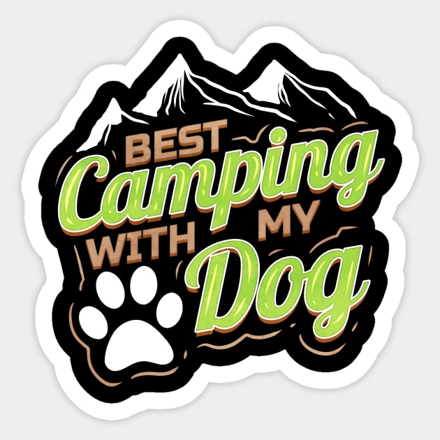 Logo For Dog Lovers With Paw On Camping Sticker by SinBle